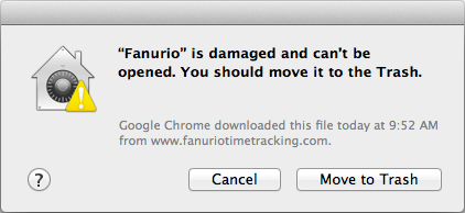 Fanurio is damaged and can't be opened. You should move it to trash.